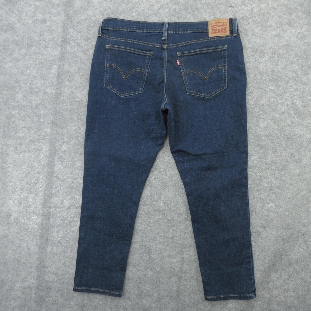 Levis Boyfriend Jeans Womens 32 Blue Dark Wash Stretch Denim Slim Fit Pants - Picture 2 of 12